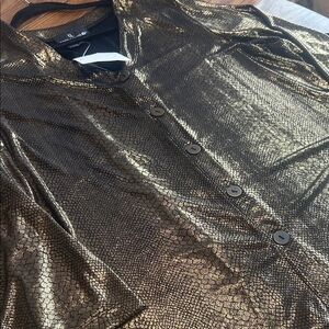 Carole Little Black and Gold Metallic Knit Top